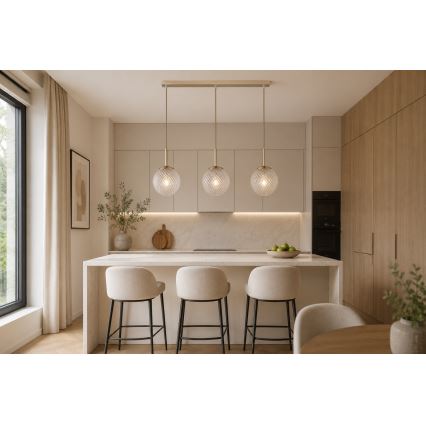 Brilagi - Riippuvalaisin vaijerilla STELLA 3xE27/60W/230V beige/kulta