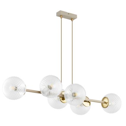 Brilagi - Riippuvalaisin vaijerilla STELLA 6xE27/60W/230V beige/kultainen