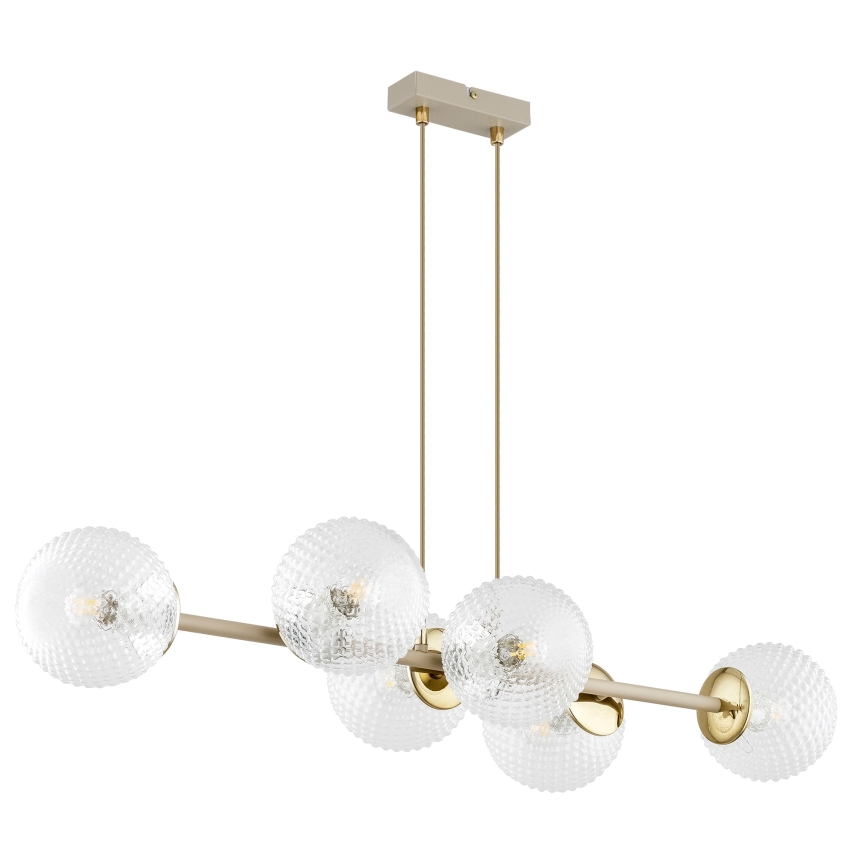 Brilagi - Riippuvalaisin vaijerilla STELLA 6xE27/60W/230V beige/kultainen