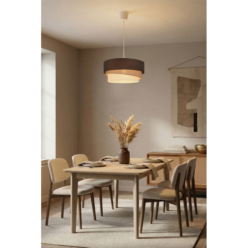 Brilagi - Riippuvalaisin vaijerilla TRIO 1xE27/60W/230V, halkaisija 40 cm, ruskea/beige/valkoinen