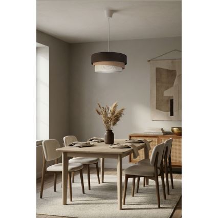 Brilagi - Riippuvalaisin vaijerilla TRIO 1xE27/60W/230V, halkaisija 40 cm, ruskea/beige/valkoinen
