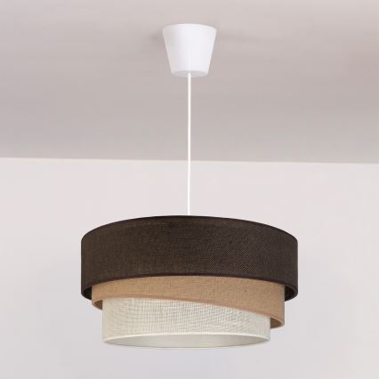 Brilagi - Riippuvalaisin vaijerilla TRIO 1xE27/60W/230V, halkaisija 40 cm, ruskea/beige/valkoinen