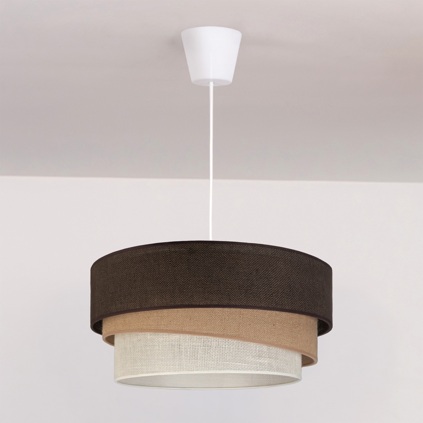 Brilagi - Riippuvalaisin vaijerilla TRIO 1xE27/60W/230V, halkaisija 40 cm, ruskea/beige/valkoinen
