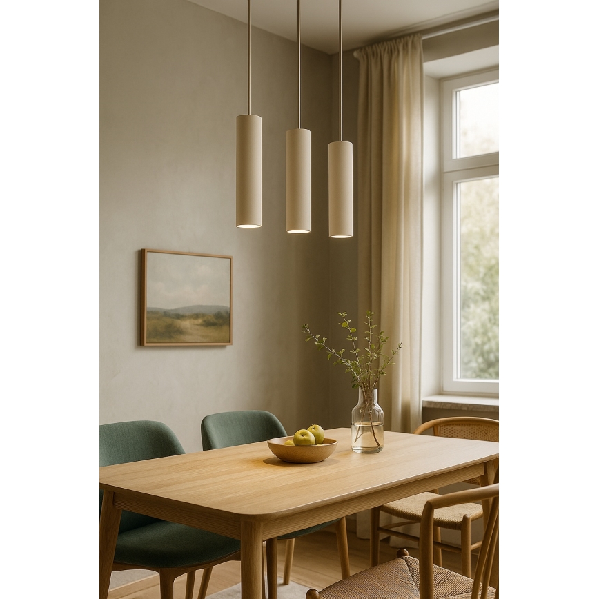 Brilagi - Riippuvalaisin vaijerilla TUBE 1xGU10/15W/230V beige/kulta