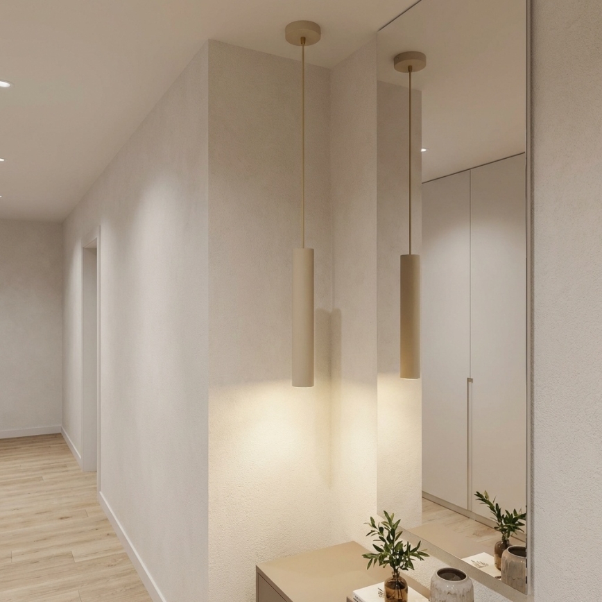 Brilagi - Riippuvalaisin vaijerilla TUBE 1xGU10/15W/230V beige/kulta