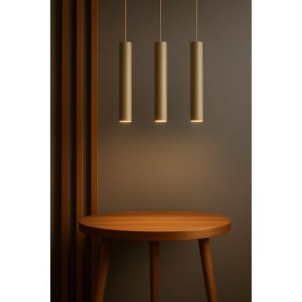 Brilagi - Riippuvalaisin vaijerilla TUBE 1xGU10/15W/230V beige/kulta