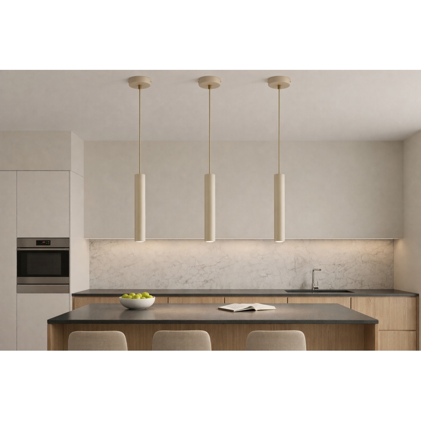 Brilagi - Riippuvalaisin vaijerilla TUBE 1xGU10/15W/230V beige/kulta
