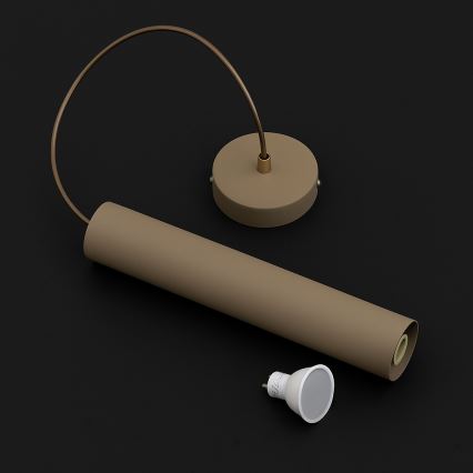 Brilagi - Riippuvalaisin vaijerilla TUBE 1xGU10/15W/230V beige/kulta