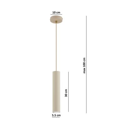 Brilagi - Riippuvalaisin vaijerilla TUBE 1xGU10/15W/230V beige/kulta