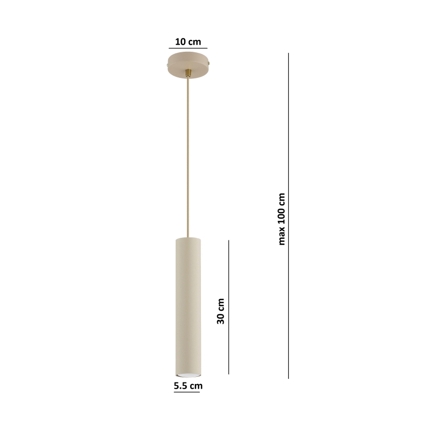 Brilagi - Riippuvalaisin vaijerilla TUBE 1xGU10/15W/230V beige/kulta