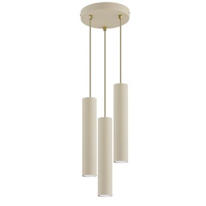 Brilagi - Riippuvalaisin vaijerilla TUBE 3xGU10/15W/230V beige/kultainen