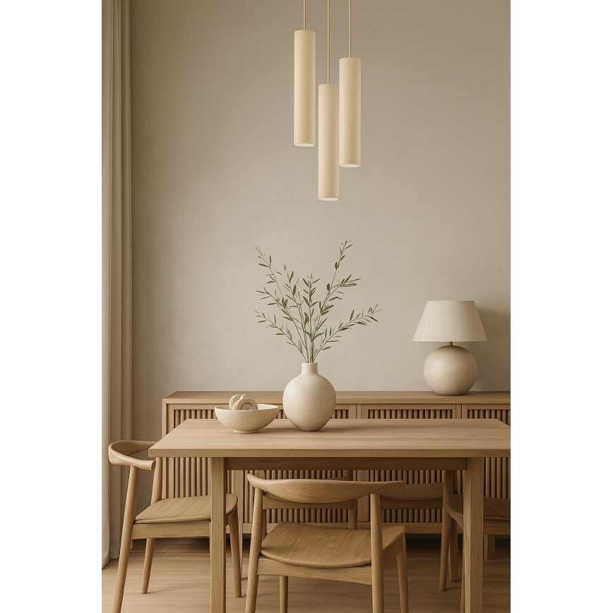 Brilagi - Riippuvalaisin vaijerilla TUBE 3xGU10/15W/230V beige/kultainen