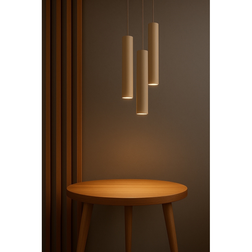 Brilagi - Riippuvalaisin vaijerilla TUBE 3xGU10/15W/230V beige/kultainen