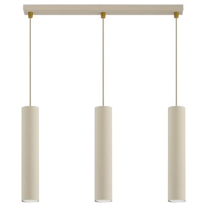 Brilagi - Riippuvalaisin vaijerilla TUBE 3xGU10/15W/230V beige/kultainen