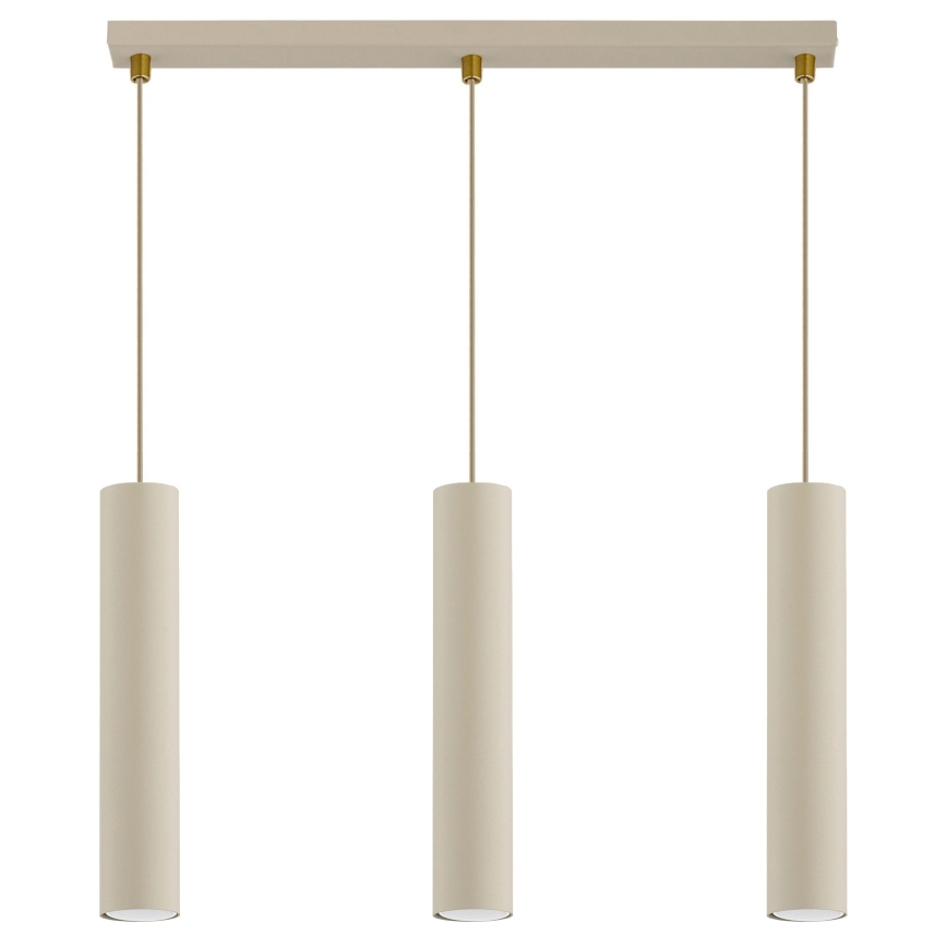 Brilagi - Riippuvalaisin vaijerilla TUBE 3xGU10/15W/230V beige/kultainen
