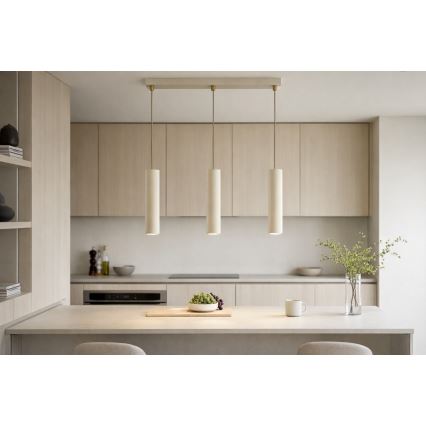 Brilagi - Riippuvalaisin vaijerilla TUBE 3xGU10/15W/230V beige/kultainen