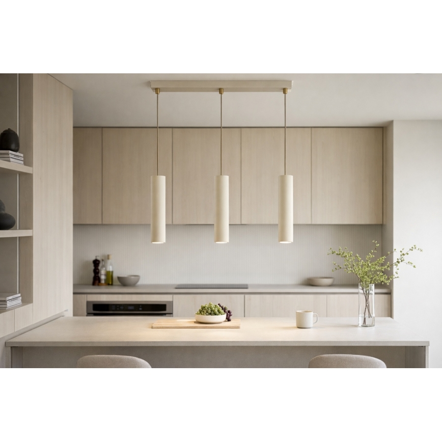 Brilagi - Riippuvalaisin vaijerilla TUBE 3xGU10/15W/230V beige/kultainen