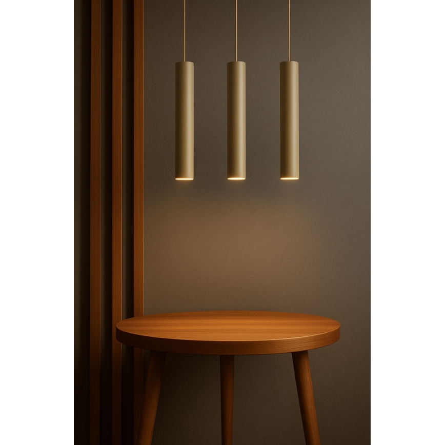 Brilagi - Riippuvalaisin vaijerilla TUBE 3xGU10/15W/230V beige/kultainen