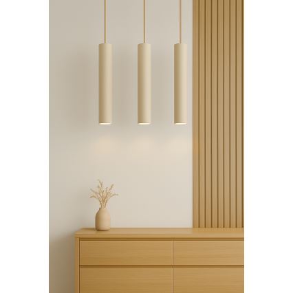 Brilagi - Riippuvalaisin vaijerilla TUBE 3xGU10/15W/230V beige/kultainen