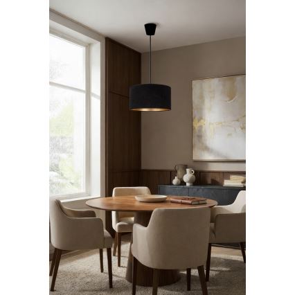 Brilagi - Riippuvalaisin vaijerilla VELVET 1xE27/60W/230V halkaisija 40 cm musta/kultainen