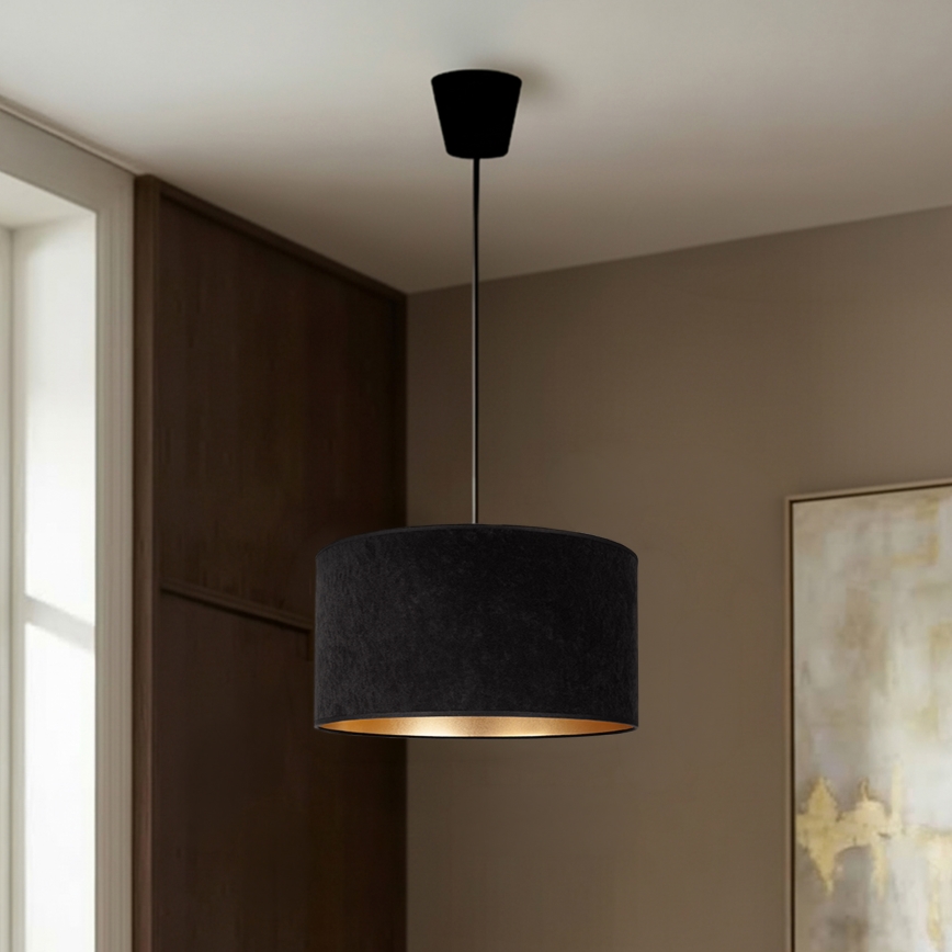 Brilagi - Riippuvalaisin vaijerilla VELVET 1xE27/60W/230V halkaisija 40 cm musta/kultainen