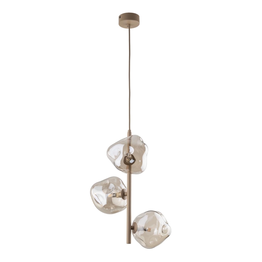 Brilagi - Riippuvalaisin vaijerilla VULCANO 3xG9/8W/230V beige/savunbeige