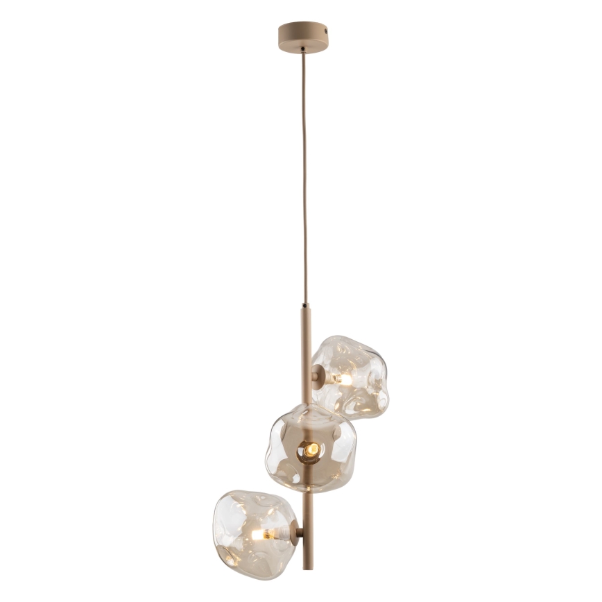 Brilagi - Riippuvalaisin vaijerilla VULCANO 3xG9/8W/230V beige/savunbeige