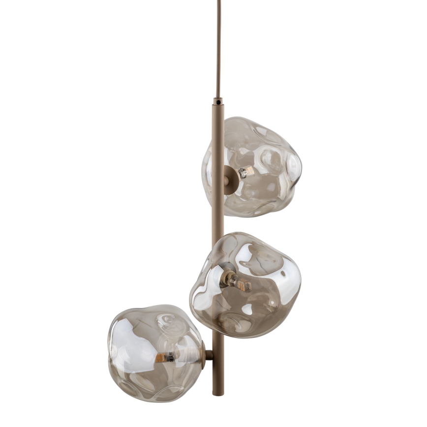 Brilagi - Riippuvalaisin vaijerilla VULCANO 3xG9/8W/230V beige/savunbeige