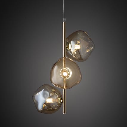 Brilagi - Riippuvalaisin vaijerilla VULCANO 3xG9/8W/230V kultainen/savunbeige