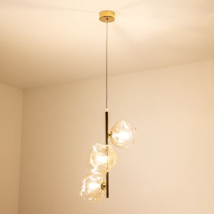 BRILAGI - Riippuvalaisin vaijerilla VULCANO 3xG9/8W/230V kultainen/savunbeige
