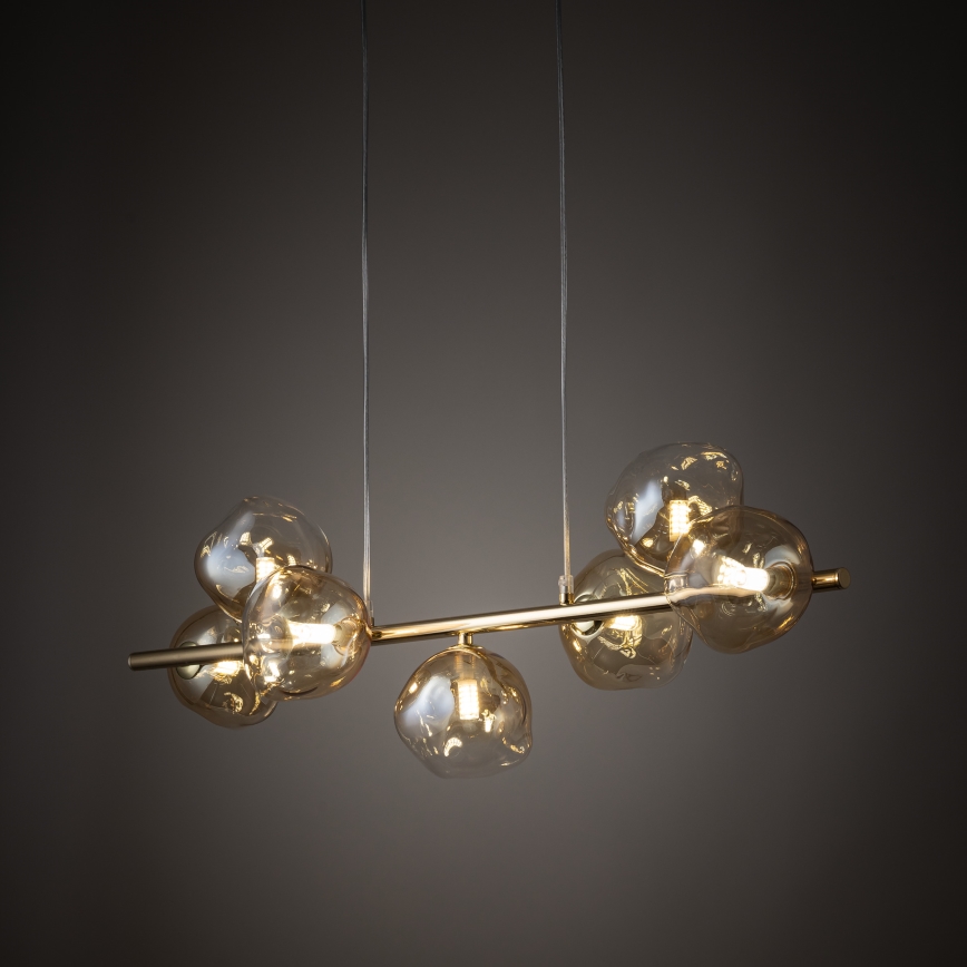 Brilagi - Riippuvalaisin vaijerilla VULCANO 7xG9/8W/230V kultainen/savunvärinen beige