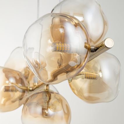 Brilagi - Riippuvalaisin vaijerilla VULCANO 7xG9/8W/230V kultainen/savunvärinen beige