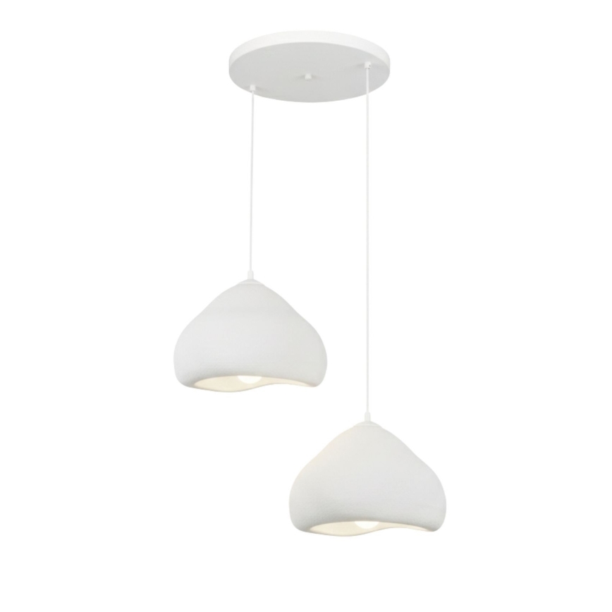 Brilagi - Riippuvalaisin vaijerilla WABI SABI 2xE27/40W/230V halkaisija 45 cm valkoinen