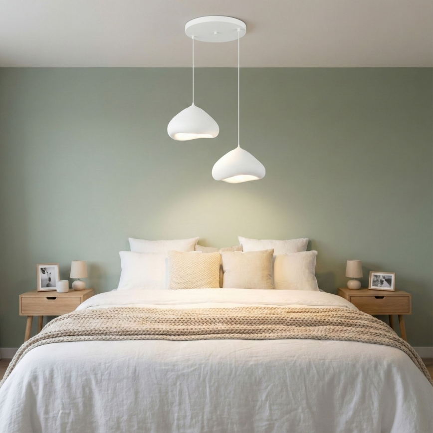 Brilagi - Riippuvalaisin vaijerilla WABI SABI 2xE27/40W/230V halkaisija 45 cm valkoinen