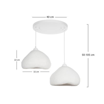 Brilagi - Riippuvalaisin vaijerilla WABI SABI 2xE27/40W/230V halkaisija 45 cm valkoinen