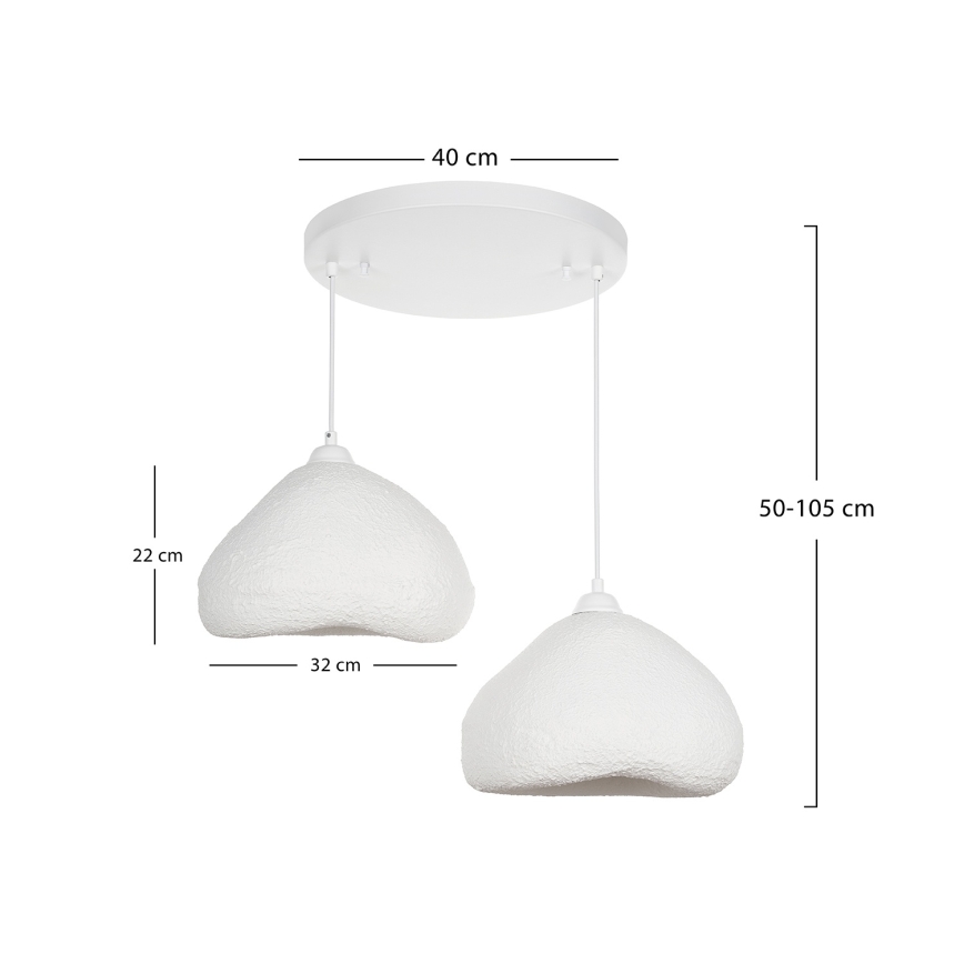 Brilagi - Riippuvalaisin vaijerilla WABI SABI 2xE27/40W/230V halkaisija 45 cm valkoinen
