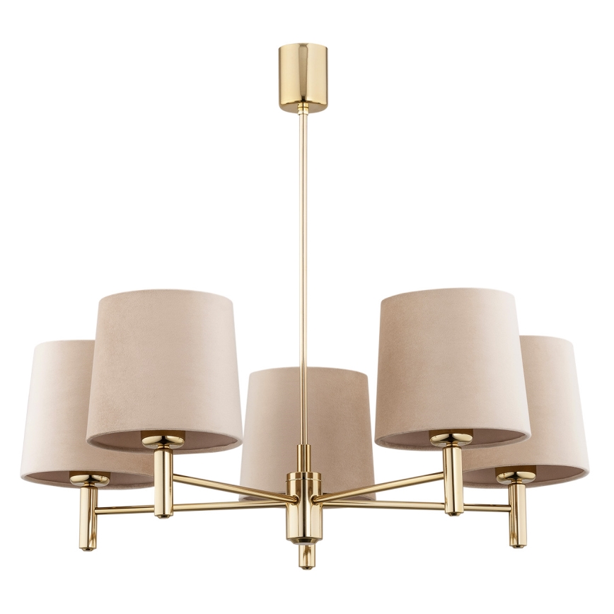 Brilagi - Riippuvalaisin varrella MONTE 5xE27/15W/230V beige/kultainen