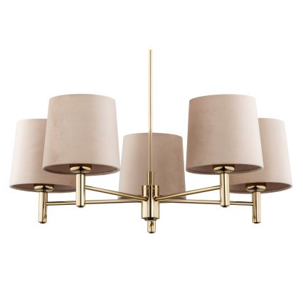 Brilagi - Riippuvalaisin varrella MONTE 5xE27/15W/230V beige/kultainen