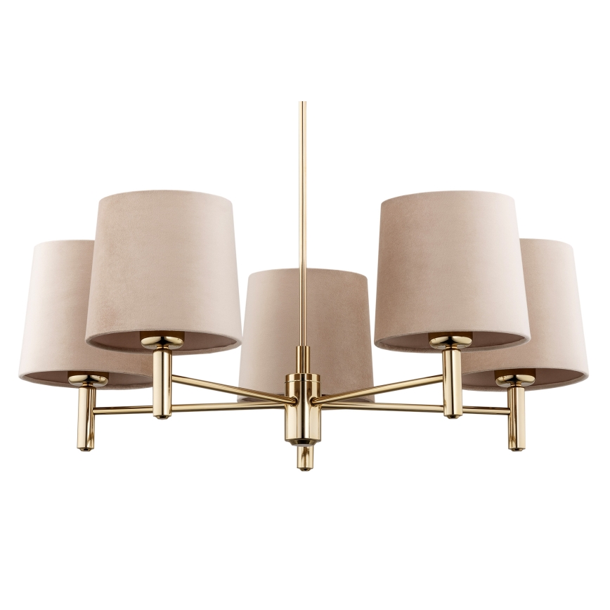 Brilagi - Riippuvalaisin varrella MONTE 5xE27/15W/230V beige/kultainen