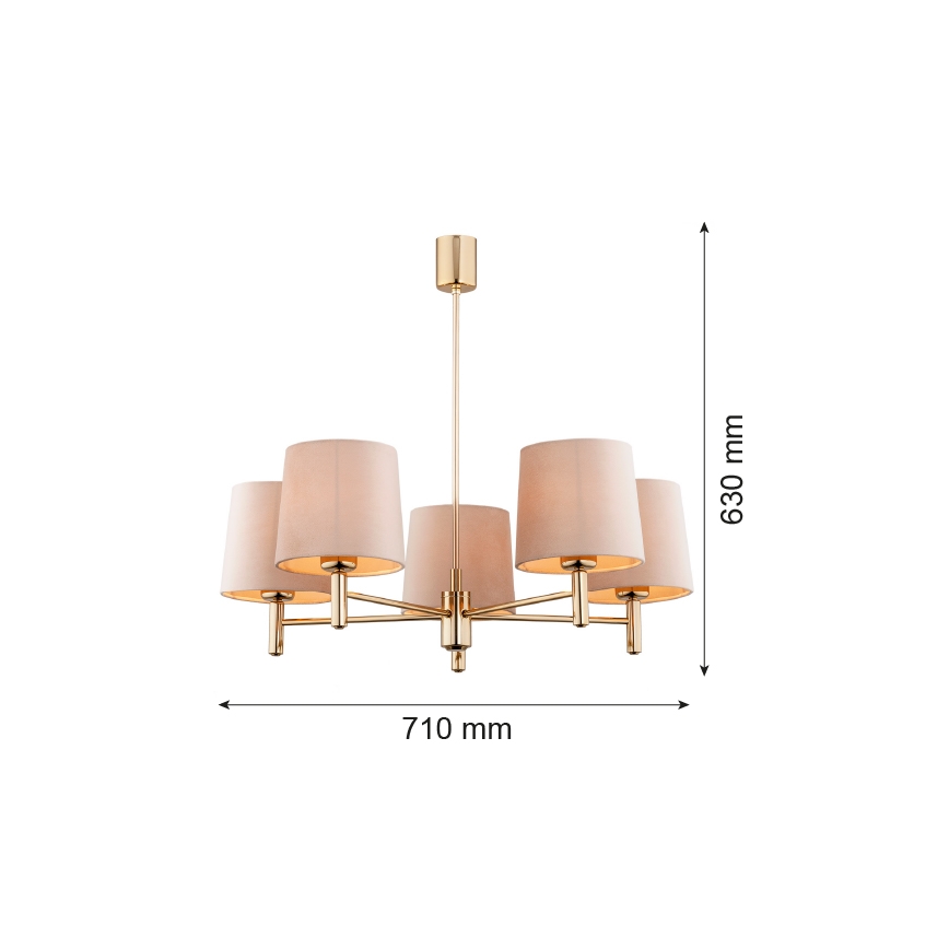 Brilagi - Riippuvalaisin varrella MONTE 5xE27/15W/230V beige/kultainen