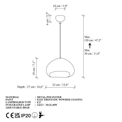 Brilagi - Riippuvalaisin WABI SABI 1xE27/40W/230V Ø 32 cm valkoinen