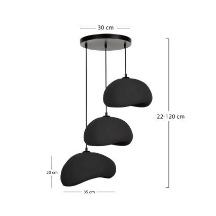 Brilagi - Riippuvalaisin WABI SABI 3xE27/40W/230V halkaisija 60 cm, musta