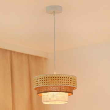 Brilagi - Ripustettava kattovalaisin CEDAR LUNETA 1xE27/15W/230V halkaisija 25 cm rottinki/ruskea/kerma