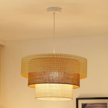 Brilagi - Ripustettava kattovalaisin CEDAR LUNETA 1xE27/15W/230V halkaisija 45 cm rottinki/ruskea/kerma