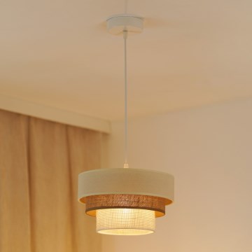 Brilagi - Ripustettava kattovalaisin DENVER LUNETA 1xE27/15W/230V halkaisija 25 cm beige/ruskea/kerma