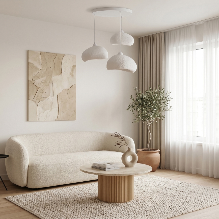 Brilagi - Ripustettava kattovalaisin köydellä WABI SABI 3xE27/40W/230V Ø 60 cm valkoinen