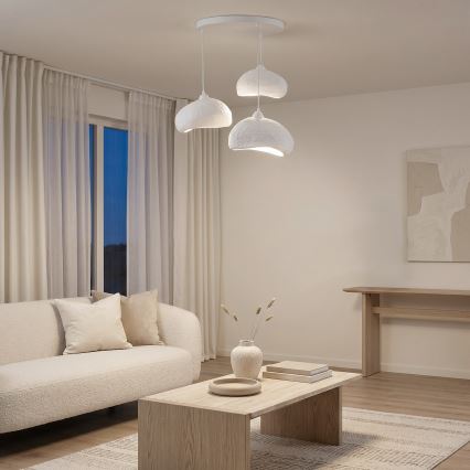 Brilagi - Ripustettava kattovalaisin köydellä WABI SABI 3xE27/40W/230V Ø 60 cm valkoinen