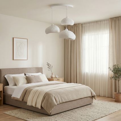 Brilagi - Ripustettava kattovalaisin köydellä WABI SABI 3xE27/40W/230V Ø 60 cm valkoinen