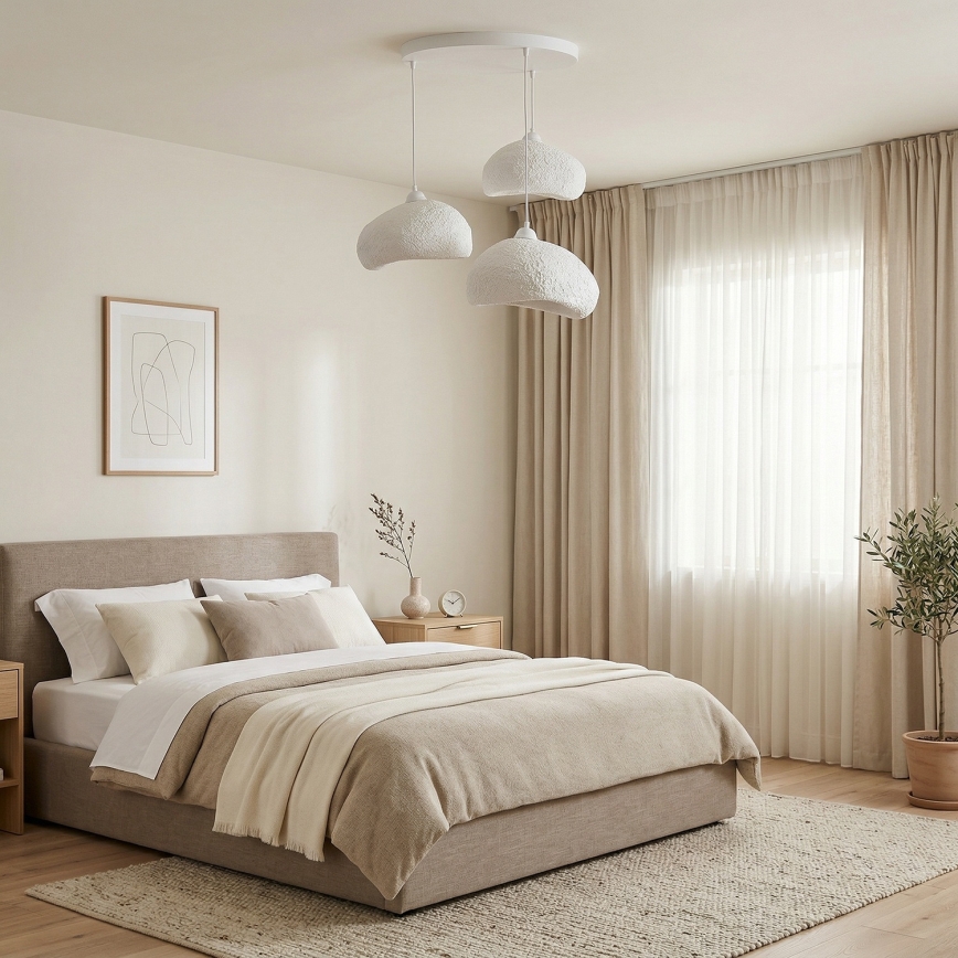 Brilagi - Ripustettava kattovalaisin köydellä WABI SABI 3xE27/40W/230V Ø 60 cm valkoinen