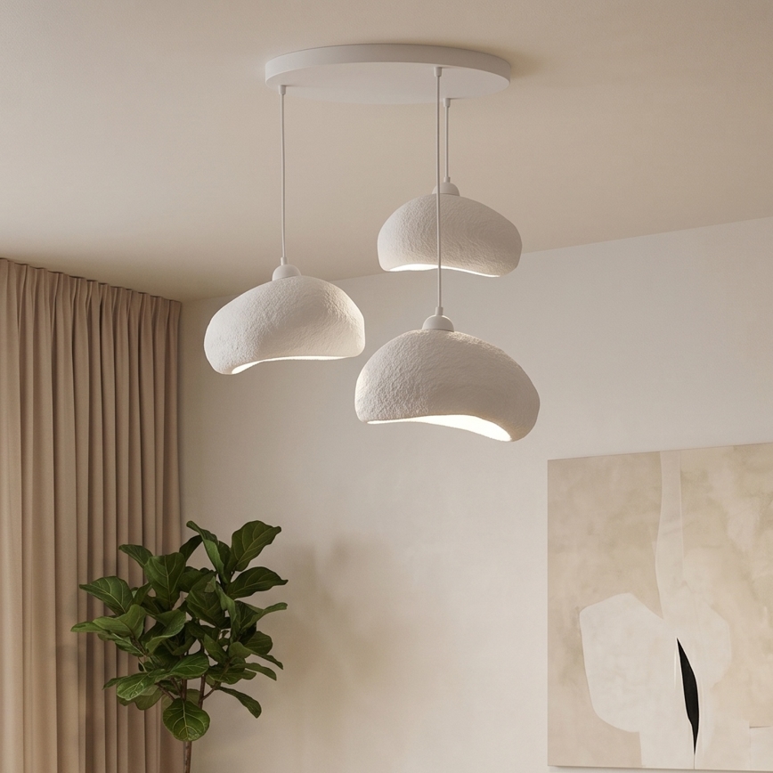 Brilagi - Ripustettava kattovalaisin köydellä WABI SABI 3xE27/40W/230V Ø 60 cm valkoinen